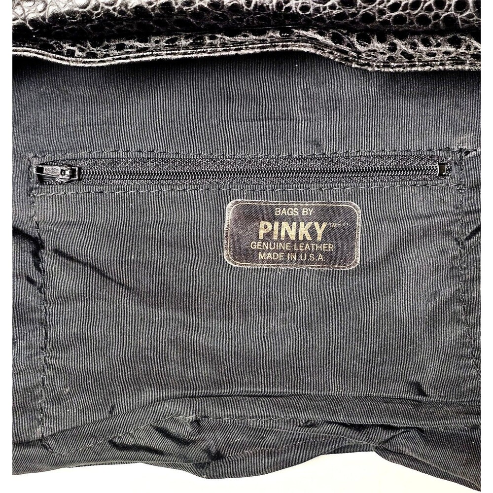 VTG Pinky Crossbody Shoulder Bag Pebble Leather Elephants Tassel Blk 1980s USA! - Picture 7 of 14